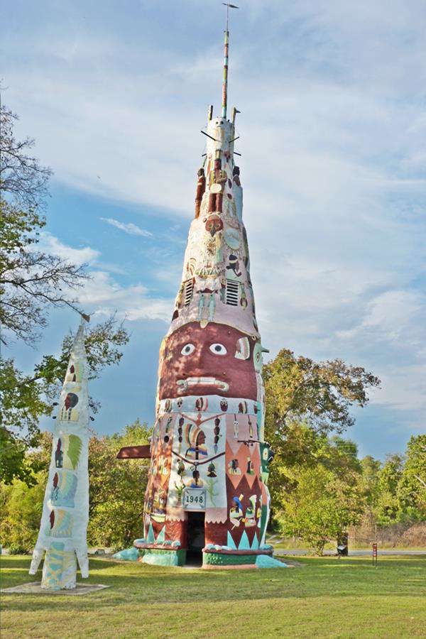 gigantic colorful totem pole