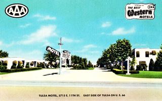 color linnen 1940s postcard of a motel