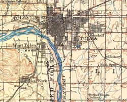 USGS map Tulsa and West Tulsa detail mid 1900s USGS map showing West Tulsa, Red Fork, Tulsa and the Arkansas River