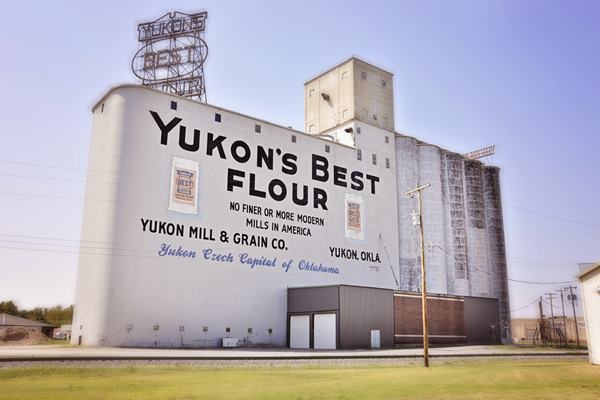 grain elevators with words Yukon's best flour written on it