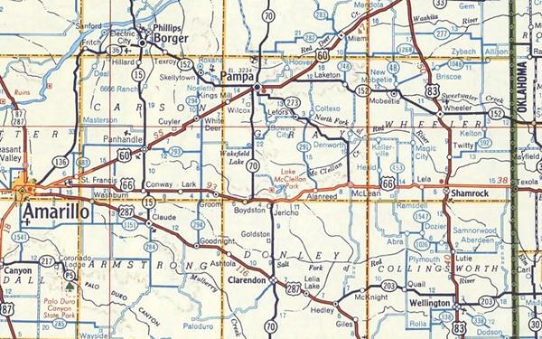 1956 roadmap of east Texas