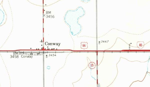 1960 USGS Map Conway and Route 66