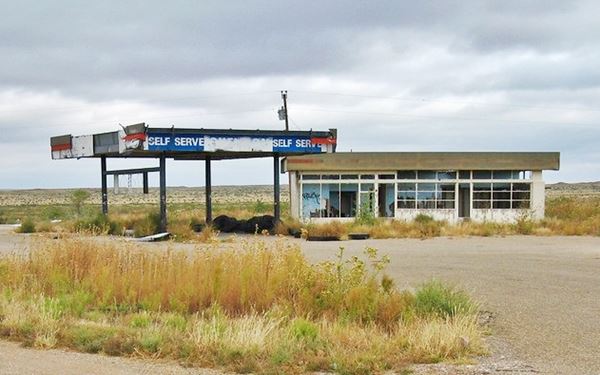 an abandoned gas station
