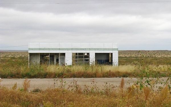ruins of a gas station
