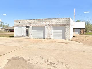 Vintage gas station Groom Texas 1950s oblong box gas station nowadays