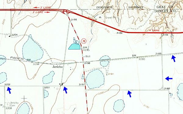 Map of Jericho 1964 USGS Map showing Jericho and U.S. Route 66, TX