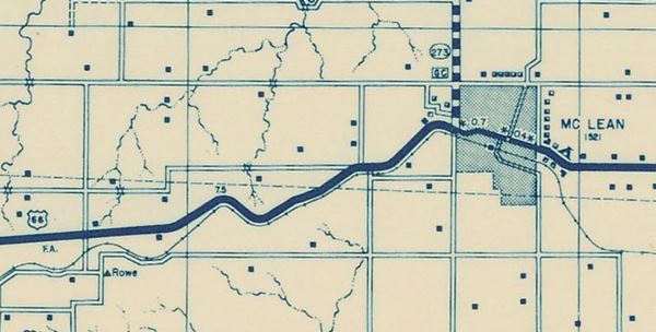 map from 1936 with US66 in McLean, TX