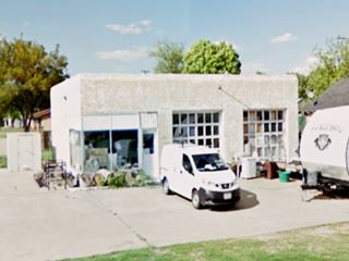 Oblong box gas station box-like gas station